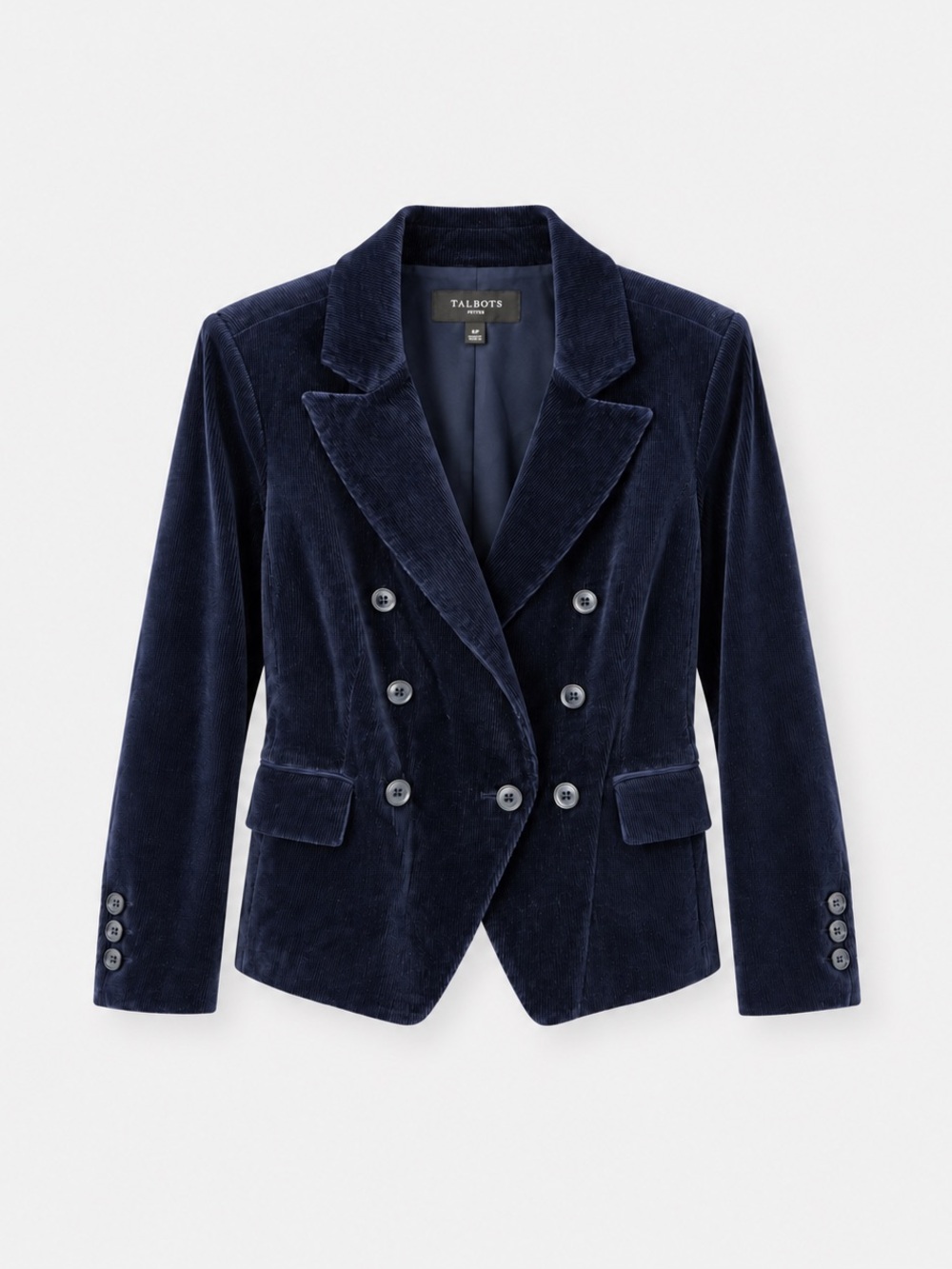 Talbots Deep Navy Double-Breasted Corduroy Blazer